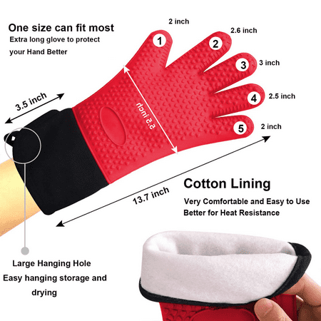 Long Heat Resistant Kitchen Gloves Cotton Oven Mitts Baking BBQ Arm Protection Long Heat Resistant Kitchen Gloves Cotton Oven Mitts Baking BBQ Arm Protection
